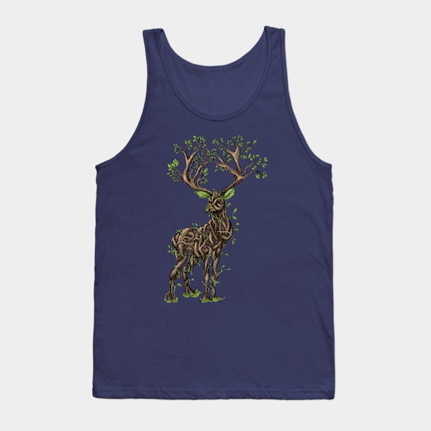 Vine Branch Stag (Color) Tank Top by Mainahste